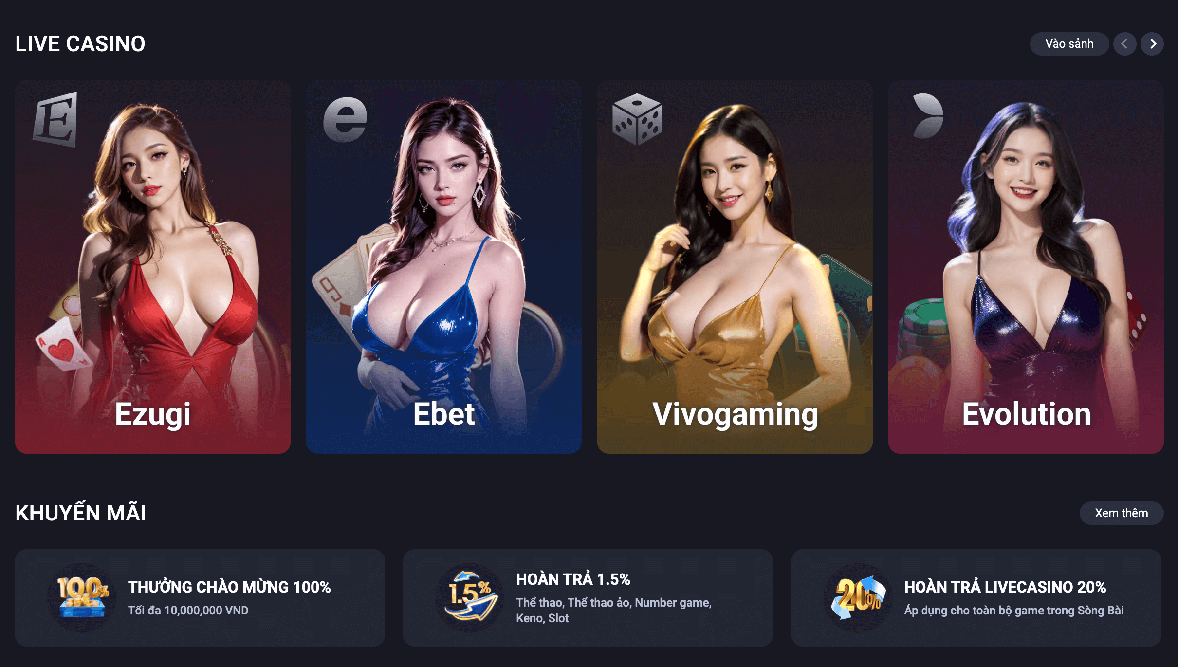 KHuyến mãi live casino